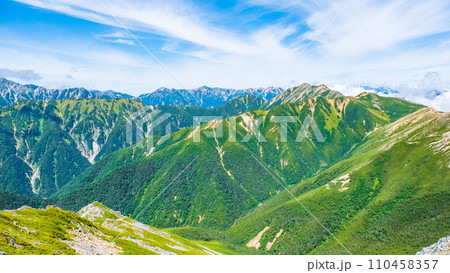 夏の常念岳登山(常念岳山頂から鷲羽岳・水晶岳・大天井岳方面の眺め) 夏の常念岳登山(常念岳山頂から鷲羽岳・水晶岳・大天井岳方面の眺め) 110458357
