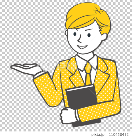 Illustration of a business person making a proposal to a customer Illustration of a business person making a proposal to a customer 110458452