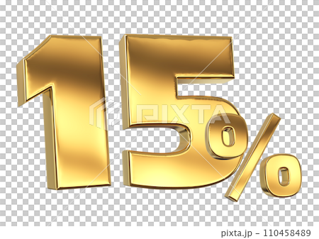 Discount creative composition. 3d Golden sale symbol with decorative objects 110458489