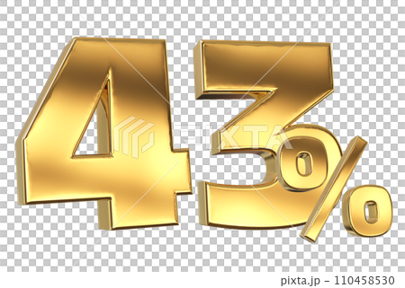 Discount creative composition. 3d Golden sale symbol with decorative objects 110458530