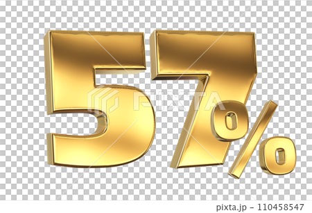 Discount creative composition. 3d Golden sale symbol with decorative objects 110458547