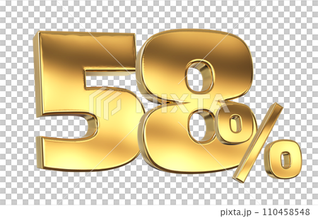 Discount creative composition. 3d Golden sale symbol with decorative objects 110458548
