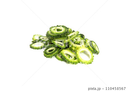 Cutting  Bitter gourd  isolated on white background. 110458567