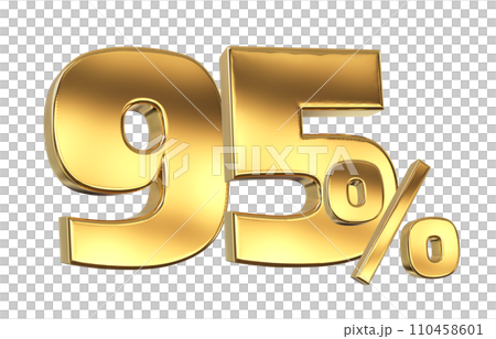 Discount creative composition. 3d Golden sale symbol with decorative objects 110458601