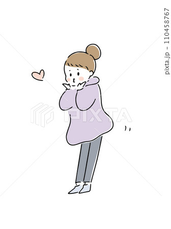 投げキッスをする女性のイラスト 110458767