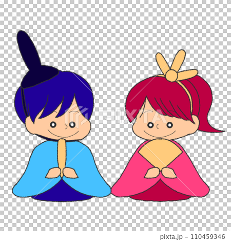 Illustration of children pretending to be Hina dolls 110459346