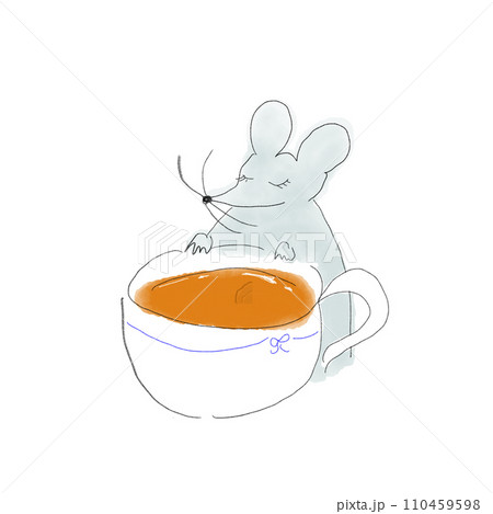 紅茶を飲むねずみのイラスト 110459598