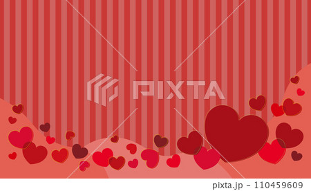 かわいいハートとストライプのフレームバナー背景/赤 かわいいハートとストライプのフレームバナー背景/赤 110459609