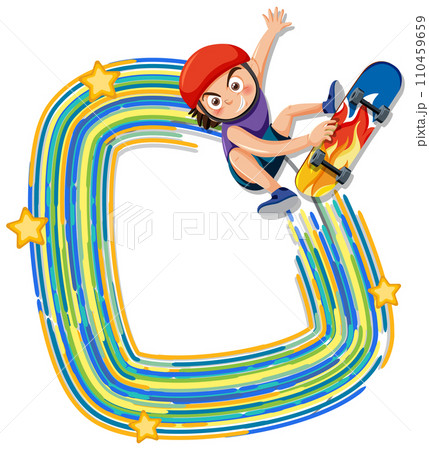 Daring Skateboard Stunt Illustration 110459659