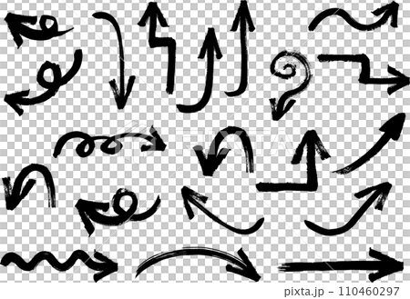 筆で手描きした矢印の素材セット 110460297