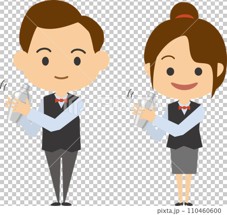 男女バーテンダーのイメージイラストセット 110460600