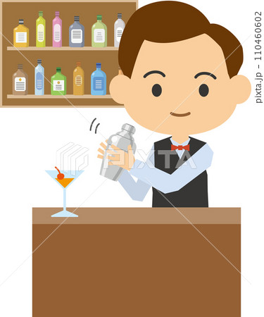 男性バーテンダーのイメージイラスト 110460602