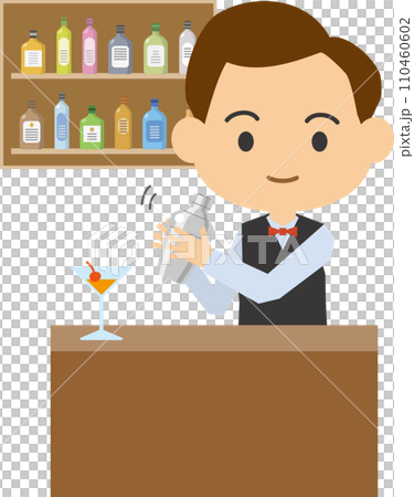 男性バーテンダーのイメージイラスト 110460602