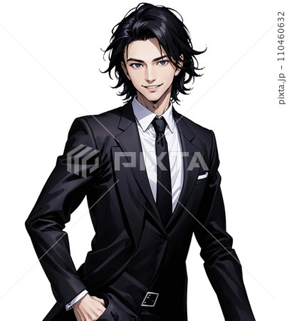 黒いスーツを着た男性のイラスト 110460632