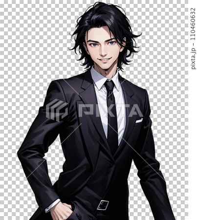 黒いスーツを着た男性のイラスト 110460632