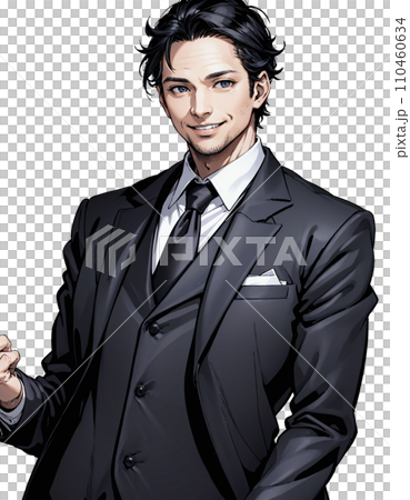 40代くらいのスーツを着た男性のイラスト 40代くらいのスーツを着た男性のイラスト 110460634