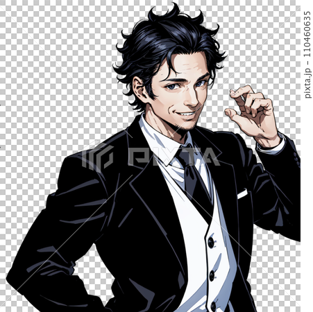 Illustration of a man in his 40s wearing a suit 110460635