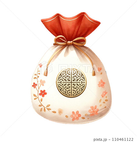 Chinese New Year red bag with gold money clipart watercolor .AI Generate Chinese New Year red bag with gold money clipart watercolor .AI Generate 110461122
