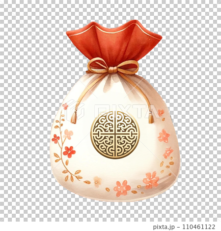 Chinese New Year red bag with gold money clipart watercolor .AI Generate Chinese New Year red bag with gold money clipart watercolor .AI Generate 110461122