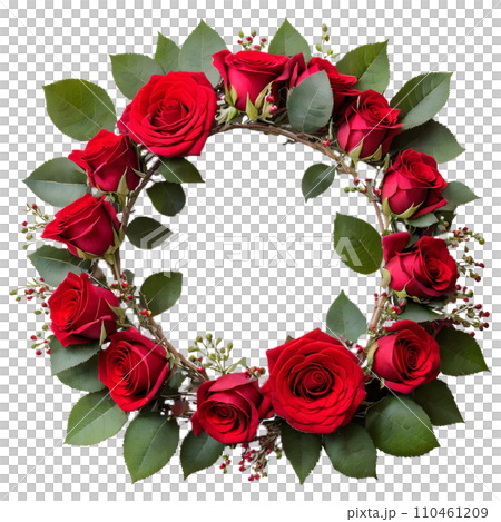 赤い薔薇のリース 110461209