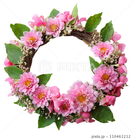 ピンクの花のリース 110461212
