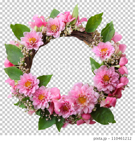 ピンクの花のリース 110461212