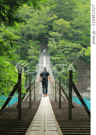 夢の吊り橋を渡る人々(日本 静岡県榛原郡) 夢の吊り橋を渡る人々(日本 静岡県榛原郡) 110461327