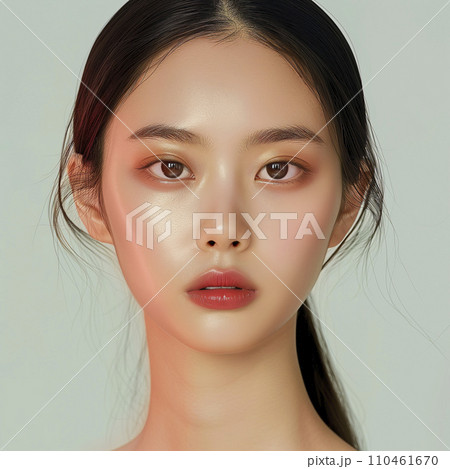 ファッション雑誌の表紙を飾りそうなモデルの顔（Generative AI） 110461670