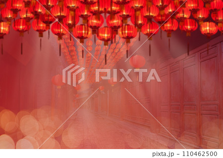 The red lanterns decorated in chinese new year festival at chinatown area. The red lanterns decorated in chinese new year festival at chinatown area. 110462500