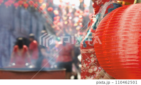Chinese lantern and Cheongsam in the Lunar new year festival , chinatown area. Chinese lantern and Cheongsam in the Lunar new year festival , chinatown area. 110462501