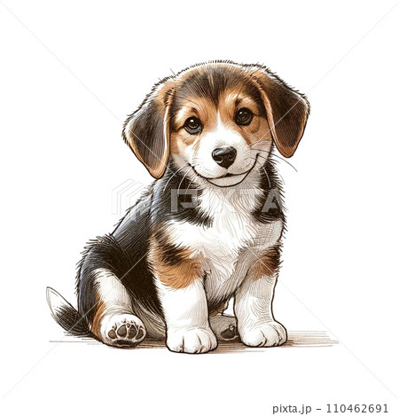 透明な背景に犬の手書き風イラスト 110462691