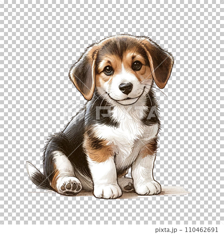 透明な背景に犬の手書き風イラスト 110462691
