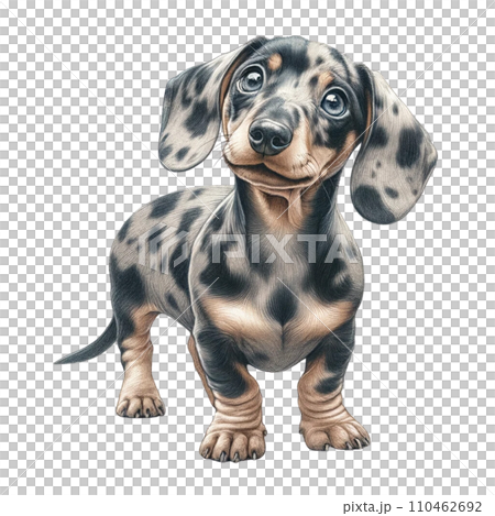 透明な背景に犬の手書き風イラスト 110462692