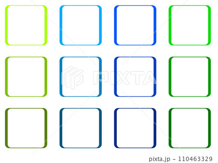 緑、青の四角のセット　(枠のみ) 110463329