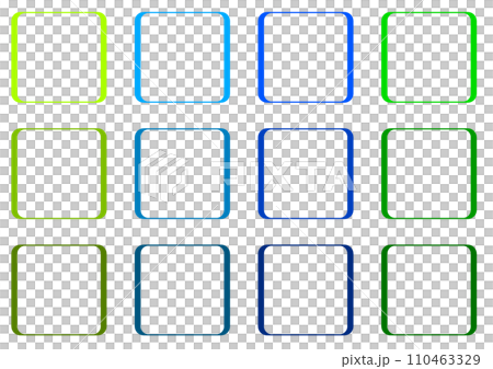 緑、青の四角のセット　(枠のみ) 110463329
