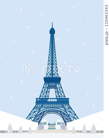 エッフェル塔　tour eiffel　パリ　paris　冬風景 110463343