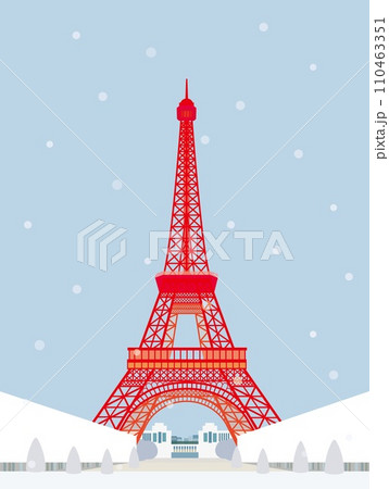 エッフェル塔　tour eiffel　パリ　paris　冬風景 110463351