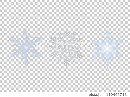 3種類のシンプルな雪の結晶のイラスト 白バック 透過背景 110463718