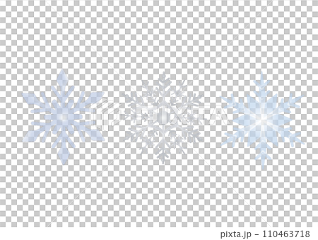 Illustration of three types of simple snowflakes, white background, transparent background 110463718