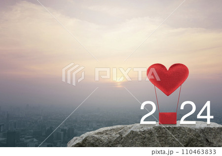 Happy new year and Valentines day 2024 concept 110463833