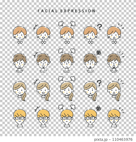 男性和女性的臉圖示集 男性和女性的臉圖示集 110463976