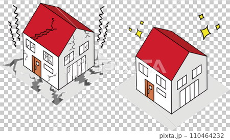 地震受損房屋與抗震房屋對比圖 110464232