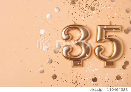 35 years celebration. Greeting banner. 110464388