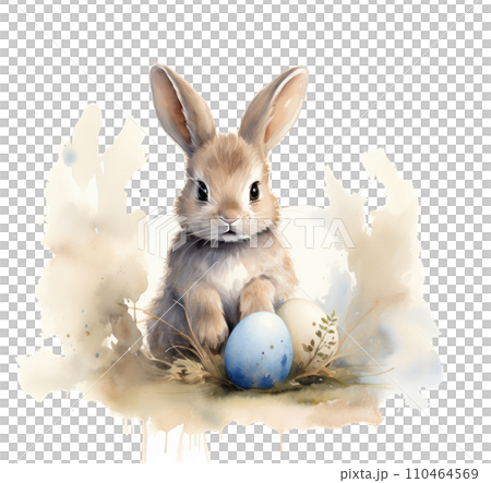 bunny easter card, in the style of dutch realism, soft watercolours 110464569