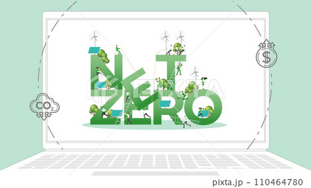 ESG sustainability business policy. Carbon credit calculate from reduce carbon footprint and carbon dioxide to carbon offset. Laptop computer notebook with net zero on desktop. ESG sustainability business policy. Carbon credit calculate from reduce carbon footprint and carbon dioxide to carbon offset. Laptop computer notebook with net zero on desktop. 110464780