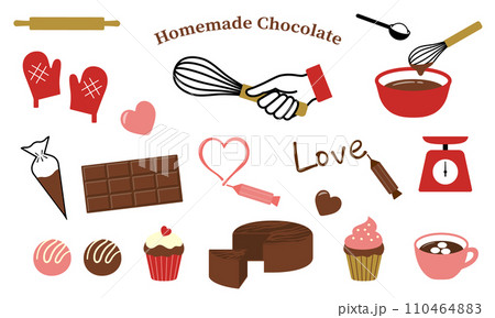 バレンタインデー用手作りチョコレートのイラストセット 110464883