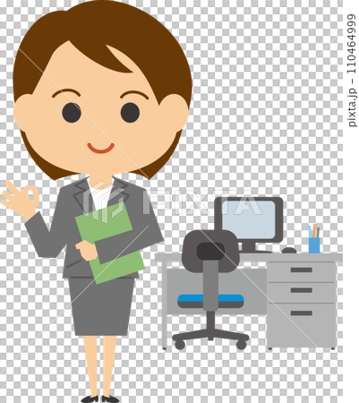 Image illustration of a woman working in an office 110464999