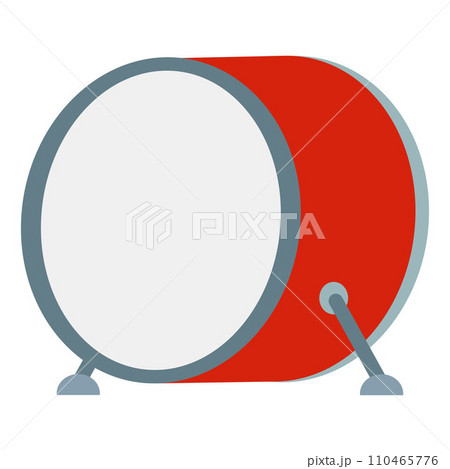Bass drum clipart cartoon style. Simple cute classical bass drum percussion musical instrument. Flat vector illustration of equipment hand drawn doodle style. Rhythm sound vector design element 110465776