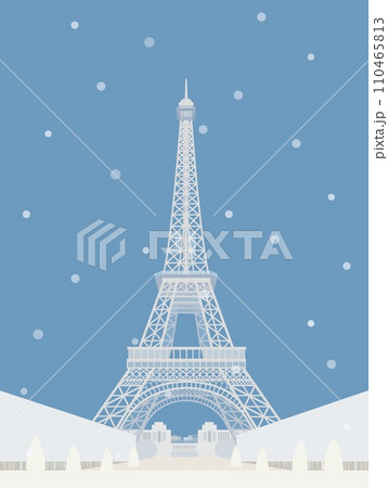 エッフェル塔　tour eiffel　パリ　paris　フランス　france　雪風景 110465813