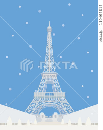 エッフェル塔　tour eiffel　パリ　paris　フランス　france　雪風景 110465815